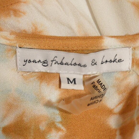Young Fabulous Broke M Goldish Brown Tie Dye Crossover Front Top - Picture 6 of 8